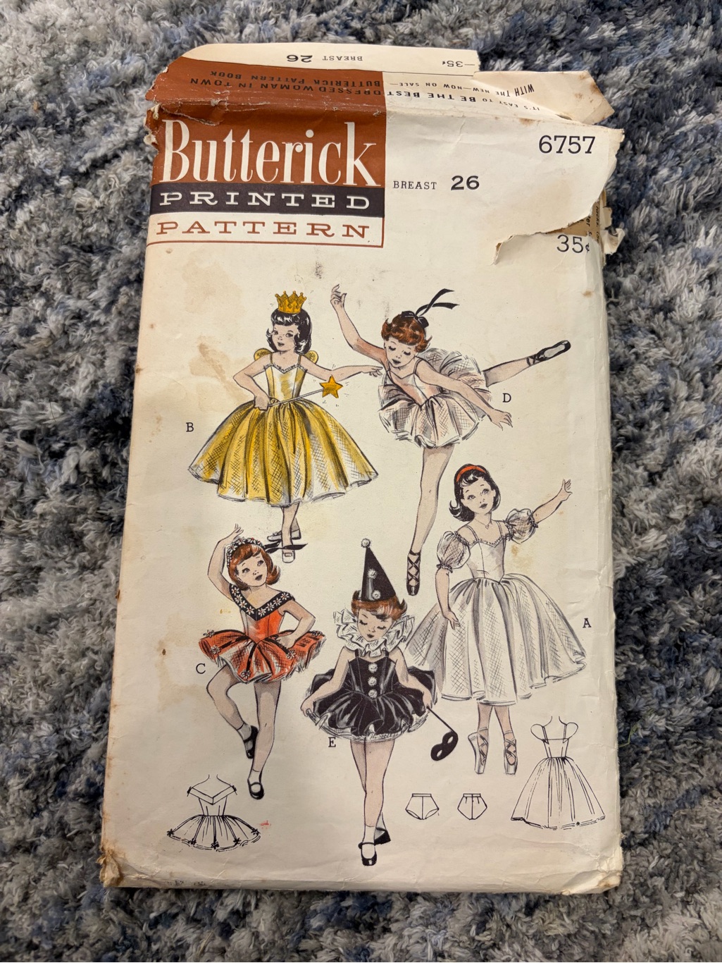 Butterick Kids Theater Costume Pattern Yellow, Orange, Black, White Designs